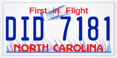 NC license plate DID7181
