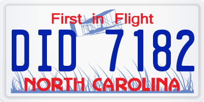 NC license plate DID7182