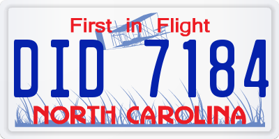 NC license plate DID7184