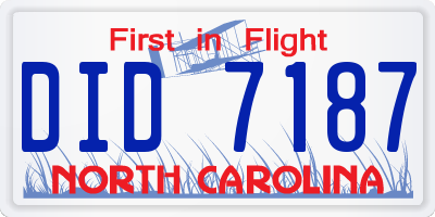 NC license plate DID7187