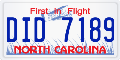 NC license plate DID7189