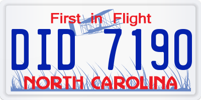 NC license plate DID7190