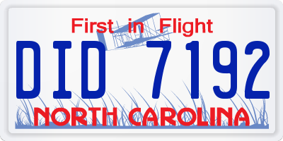 NC license plate DID7192