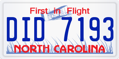 NC license plate DID7193