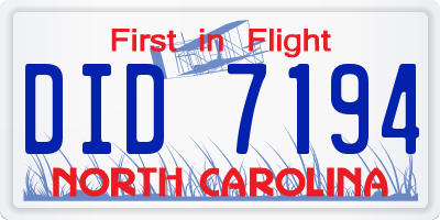 NC license plate DID7194