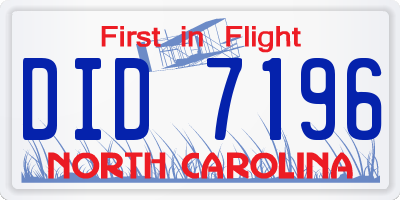NC license plate DID7196