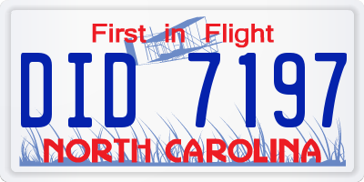 NC license plate DID7197