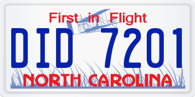 NC license plate DID7201