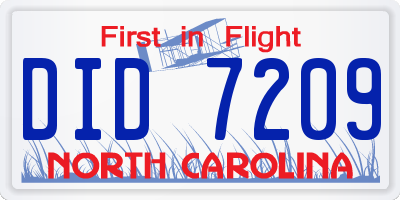 NC license plate DID7209