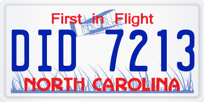 NC license plate DID7213