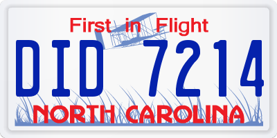 NC license plate DID7214