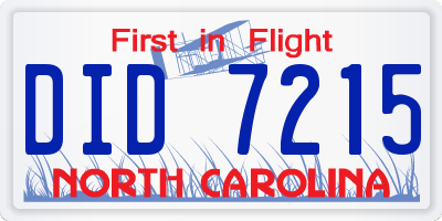 NC license plate DID7215