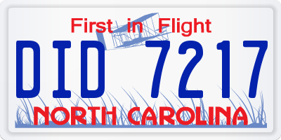 NC license plate DID7217