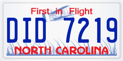 NC license plate DID7219