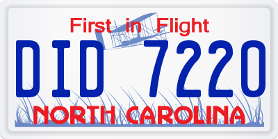NC license plate DID7220
