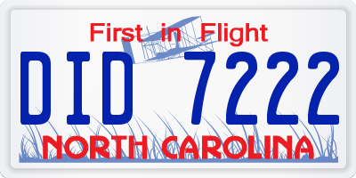 NC license plate DID7222