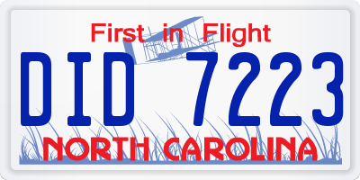 NC license plate DID7223