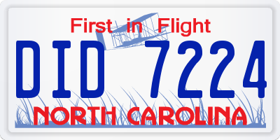 NC license plate DID7224