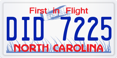 NC license plate DID7225