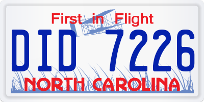 NC license plate DID7226