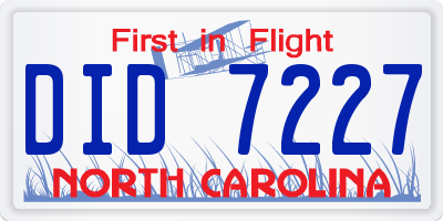 NC license plate DID7227