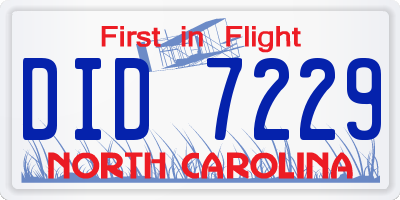 NC license plate DID7229