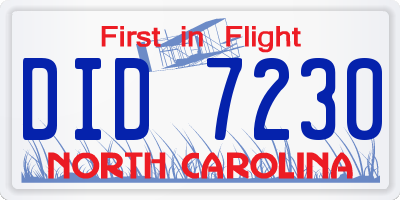 NC license plate DID7230