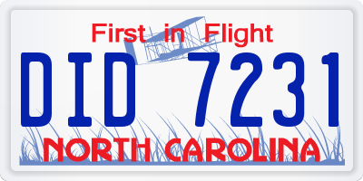 NC license plate DID7231