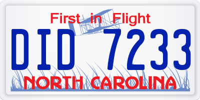 NC license plate DID7233