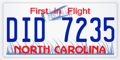 NC license plate DID7235