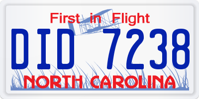 NC license plate DID7238