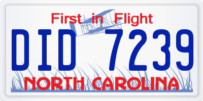 NC license plate DID7239