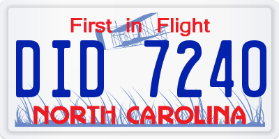 NC license plate DID7240
