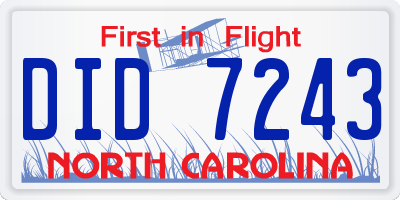 NC license plate DID7243