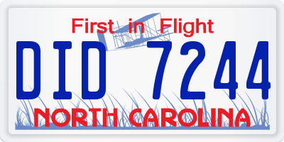 NC license plate DID7244