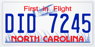 NC license plate DID7245