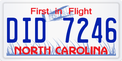 NC license plate DID7246