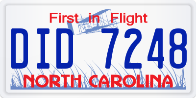 NC license plate DID7248