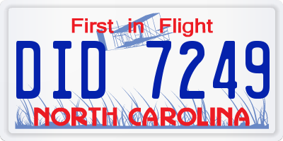 NC license plate DID7249