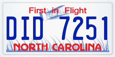 NC license plate DID7251
