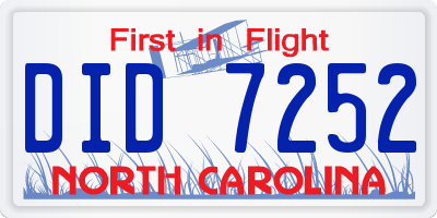 NC license plate DID7252