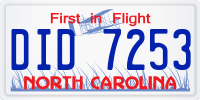 NC license plate DID7253
