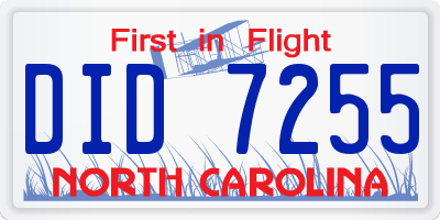 NC license plate DID7255