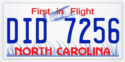 NC license plate DID7256