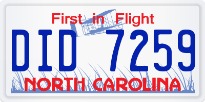 NC license plate DID7259