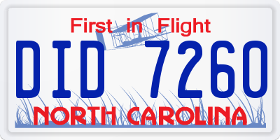 NC license plate DID7260