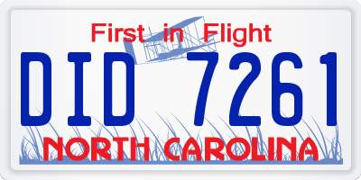 NC license plate DID7261