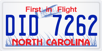 NC license plate DID7262