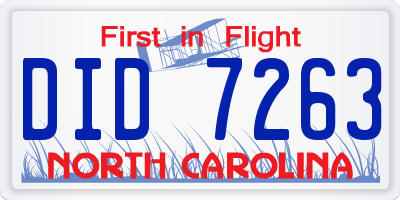 NC license plate DID7263