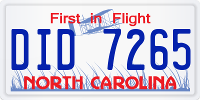 NC license plate DID7265